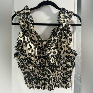 TOPSHOP Floral Ruffle Sleeveless Top